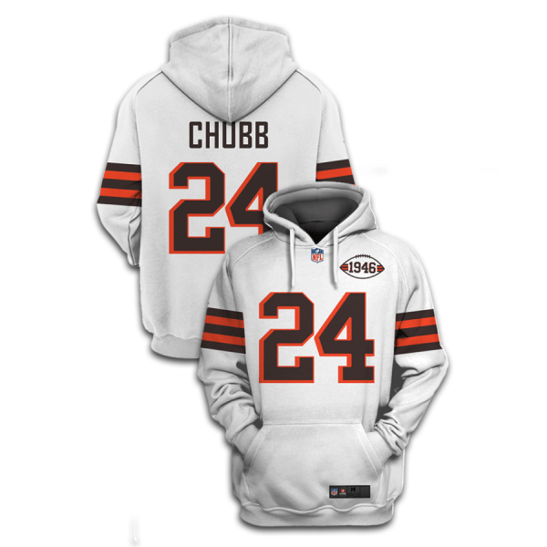 Men's Cleveland Browns Active Player Custom 2021 White 1946 Collection Pullover Hoodie
